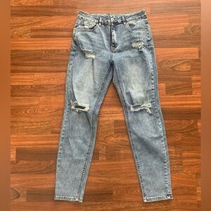 SHEIN Jeans Women’s Size 30 Mid Rise Blue Ripped Distressed Casual